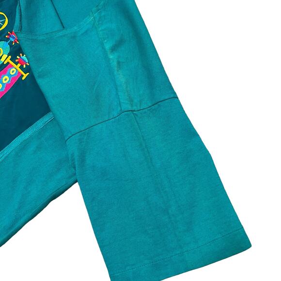 Johnny Was Embroidered T-Shirt Maxi Dress Turquoise Tribal M Boho Folk Indie - Picture 9 of 15